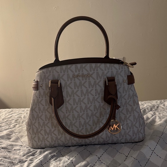 Michael Kors Monogram Gray and Brown Satchel